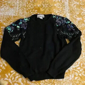 A’Milano vintage 80s sequin and beaded acrylic sweater small